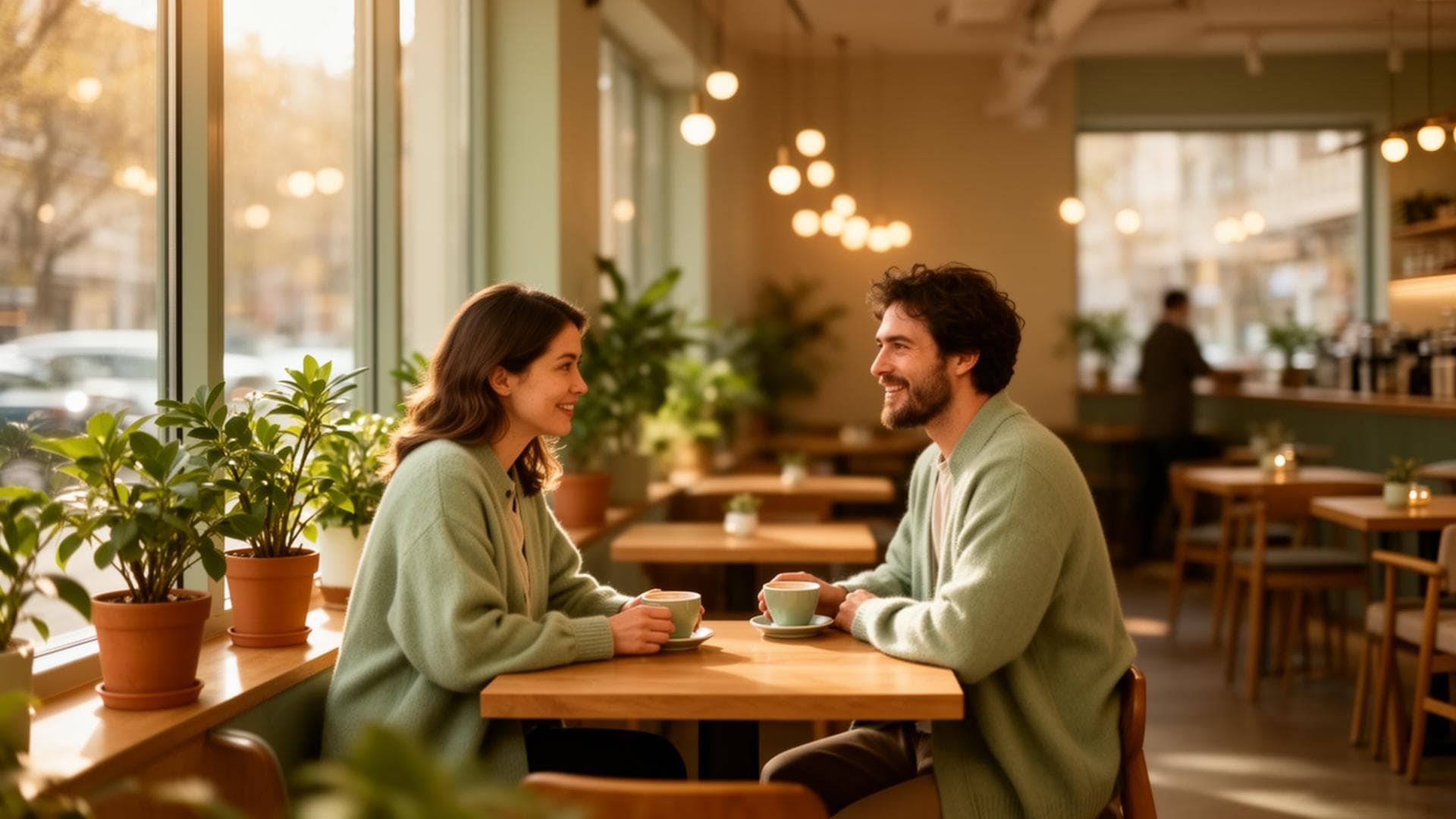 Warm café coaching session